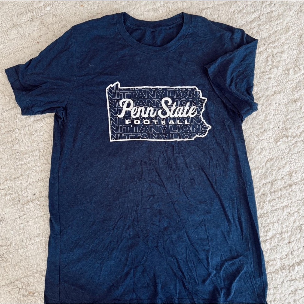 Blue Short Sleeve Tee with Graphic Design